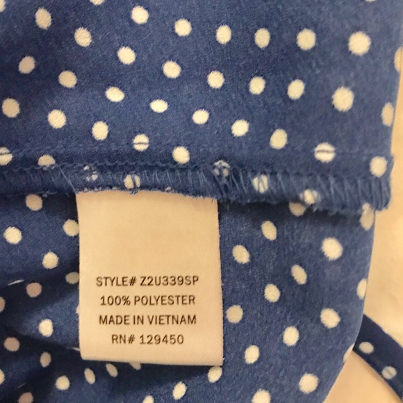 Como Vintage Blue Polka Dot Ruffle Wrap Top PS - Picture 7 of 7